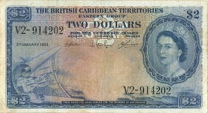 British Caribbean Territories - 2 Dollars - P-8c - 2.1.1963 Dated Foreign Paper Money